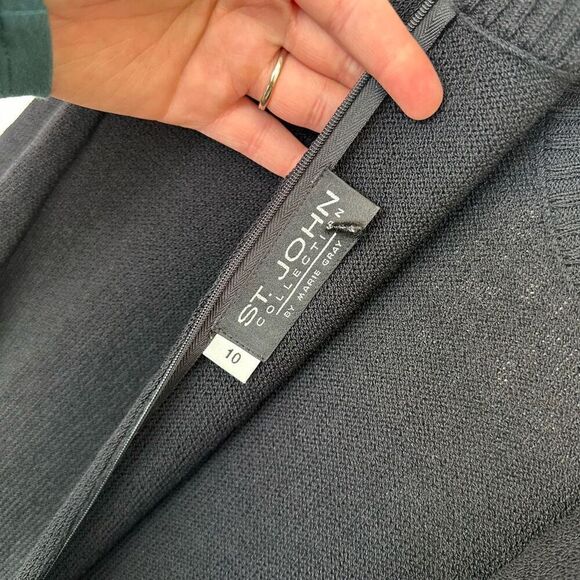 St. John Collection Women’s Black Mock Neck Santana Knit Midi Length Long Sleeve - Picture 3 of 12